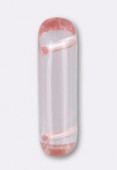 7x25mm Czech Glass Spacer Beads W / 2 Holes Pink x2