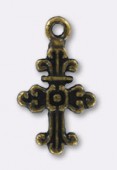 25x14mm Antiqued Brass Plated Baroque Cross Charms Pendant x2