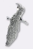 60x33mm Antiqued Silver Plated Peacok Metal Pendant x1