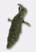 60x33mm Antiqued Brass Plated Peacok Metal Pendant x1