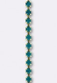 2mm Czech Crystal Brass Rhinestone Cup Chain Blue Zircon x20 cm