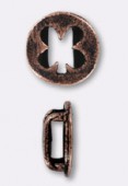 6x2mm Antiqued copper Slider Four-Leaf-Clover For Leather Cord x1