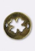 16mm Antiqued Brass Plated Four-Leaf-Clover Spacer Bead x1