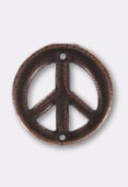 16mm Antiqued Copper Plated Peace Spacer Bead x1