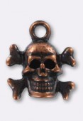 14x13mm Antiqued Copper Plated Pirate Death Head Charms x1