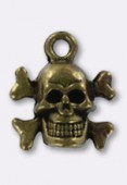 14x13mm Antiqued Brass Plated Pirate Death Head Charms x1