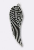 50x15mm Antiqued Silver Plated Wing Pendant Charms x1