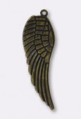 50x15mm Antiqued Brass Plated Wing Pendant Charms x1