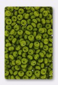 4mm Czech Glass Flying Saucer Beads Green Opaque x100