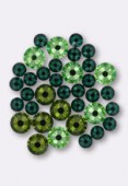 5mm / 7mm Austrian Crystals Flatback Rhinestones 2058 Green Mix x36