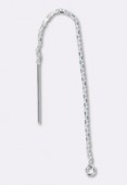 .925 Sterling Silver Threader Bead Chain W / Ring 80x0.8mm x1