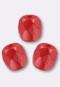 3mm Czech Fire Polish Faceted Round Beads Coral Shimmer x50