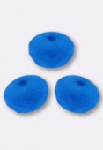 4x7mm Czech Faceted Puffy Rondelles Glass Beads Dark Neon Mykonos Blue x6