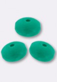 4x7mm Czech Faceted Puffy Rondelle Glass Beads Dark Neon Emerald x6
