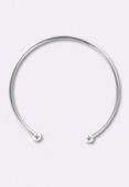 55mm Silver Plated Bangle Cuff Bracelet with 2 Balls x1