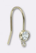 14K Gold Filled Fancy Crystal Bezel Ear Wire W / Ring x1