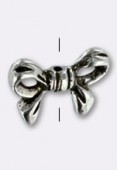 10x9mm Antiqued Silver Plated Bow Tie Beads x2
