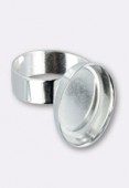 18x13mm Silver Plated Oval Bezel Adjustable Ring x1