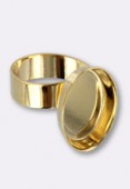 18x13mm Gold Plated Adjustable Ring With Oval Bezel x1