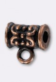 7x4mm Antiqued Copper Plated Long Scroll Tube Bead To Attach Charms x2