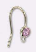 14K Rose Gold Filled Fancy Pink Bezel Ear Wire W / Ring x1
