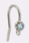 14K Rose Gold Filled Fancy Blue Topaz Bezel Ear Wire W / Ring x1