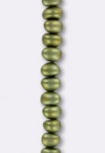 6x8mm Czech Glass Potato Shaped Pearl Beads Aluminum Olive x6