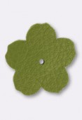 25mm TierraCast Leather Flower Embellishment Green x1