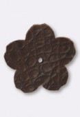 25mm TierraCast Leather Flower Embellishment Brown x1