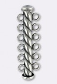 .925 Sterling Silver ( Oxidized ) Twist Tube Clasp 6 Row 36x4,3 mm x1