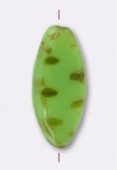 Czech Glass Table Cut Oval Beads 18x7mm Opaque Spring Green Picasso x4