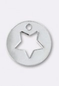 .925 Sterling Silver Open Work Star Charms Pendant 10mm x1