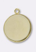 20mm Gold Plated Round Setting For Cabochon Pendant x2
