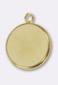 18mm Gold Plated Round Setting For Cabochon Pendant x2