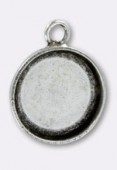 12mm Antiqued Silver Plated Round Setting For Cabochon Pendant x2