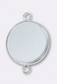 20mm Silver Plated Round Bezel For Cabochon W / 2 Rings x2
