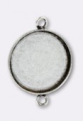 20mm Antiqued Silver Plated Round Bezel W / 2 Rings