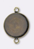 18mm Antiqued Brass Plated Round Bezel For Cabochon W / 2 Rings x2
