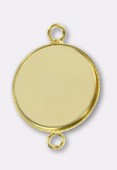 18mm Gold Plated Round Bezel For Cabochon W / 2 Rings x2