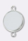 14mm Silver Plated Round Bezel For Cabochon W / 2 Rings x2