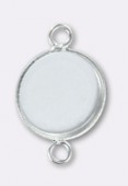 12mm Silver Plated Round Bezel For Cabochon W / 2 Rings x2