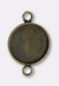 12mm Antiqued Brass Plated Round Bezel For Cabochon W / 2 Rings x2