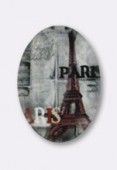 Tempered Glass Eiffel Tower Cabochons Oval 25x18mm x1