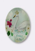 Tempered Glass Swan Cabochons Oval 25x18mm x1