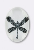 Tempered Glass Dragonfly Cabochons Oval 25x18mm x1