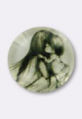 Tempered Glass Baby Round Cabochons 14mm x2
