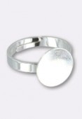 .925 Sterling Silver Adjustable Ring With 12mm Pad For Gluing x1