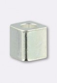 3mm Silver Plated Cube Beads x8