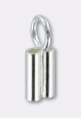 .925 Sterling Silver Double Tube Endcap W/Ring For 1mm Cord x1