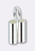 .925 Sterling Silver Double Tube Endcap W/Ring For 1.5mm Cord x1